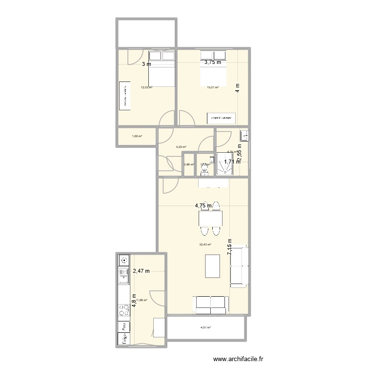 Appartement Ganshoren. Plan de 0 pièce et 0 m2