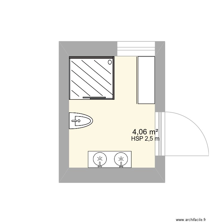 salle de bain. Plan de 1 pièce et 4 m2