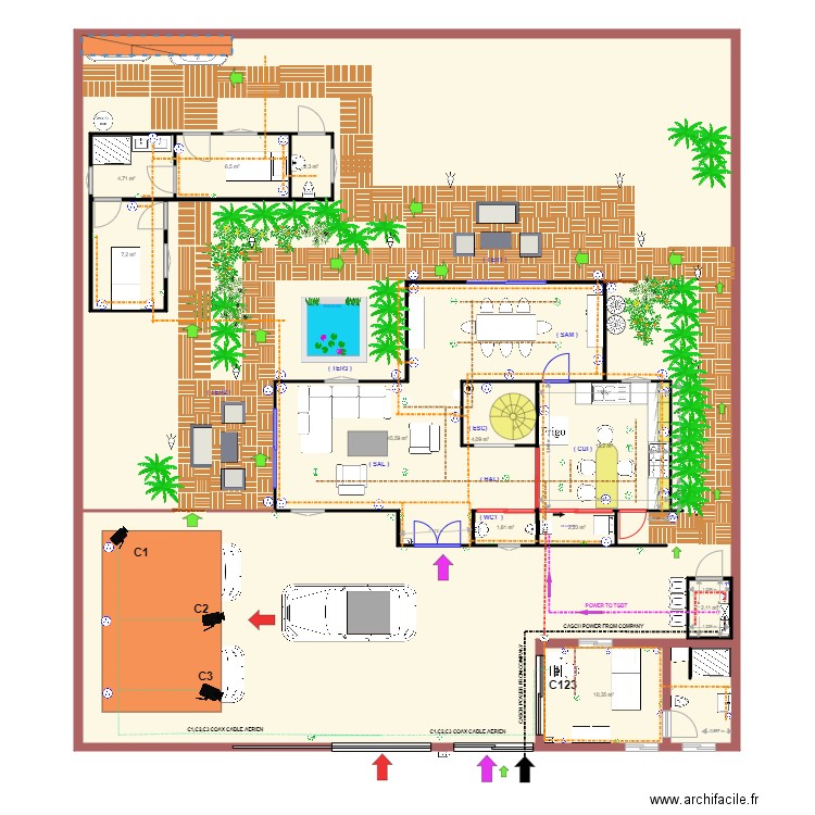 KIGALI VERSION 10 ELEC. Plan de 21 pièces et 583 m2