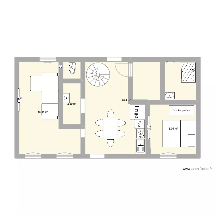 ERCHEUX 07052026. Plan de 4  et 52 m²
