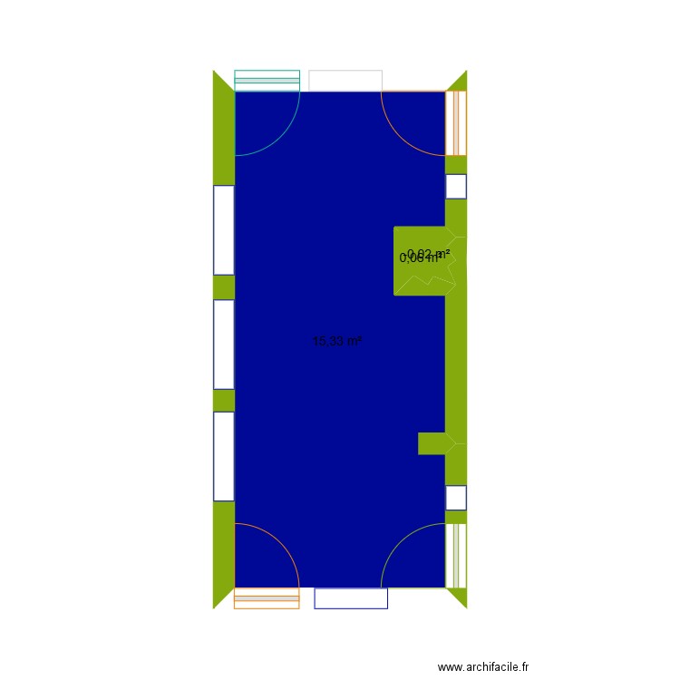 shop. Plan de 3 pièces et 16 m2