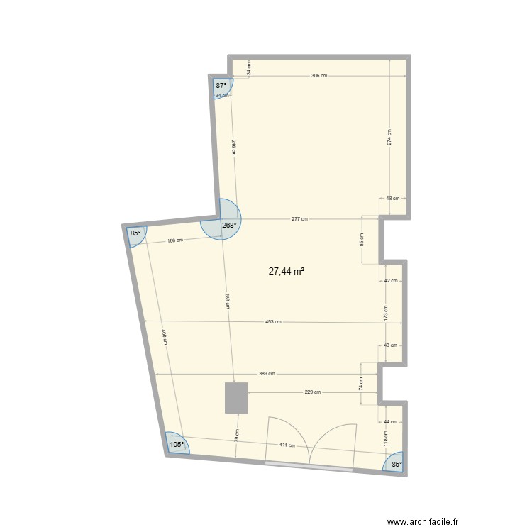 BASTISTE . Plan de 1 pièce et 27 m2