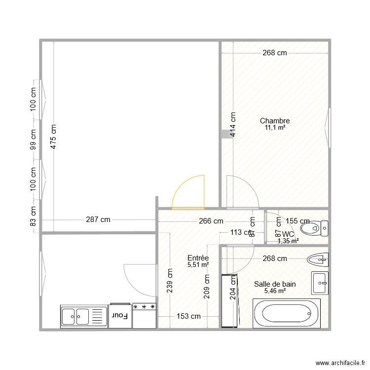LAGANNE. Plan de 4 pièces et 23 m2