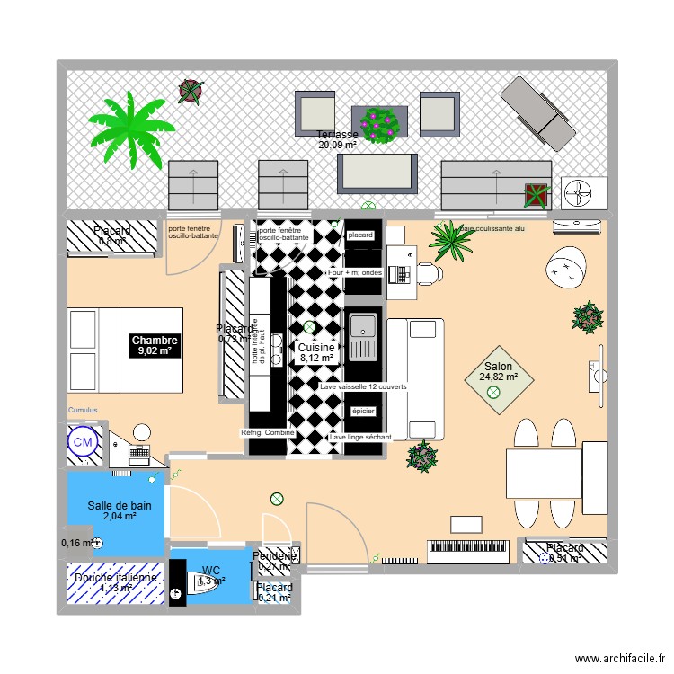 campadieu Paul. Plan de 14 pièces et 70 m2