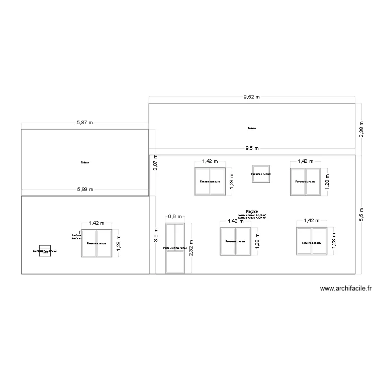 FACADE MAISON. Plan de 