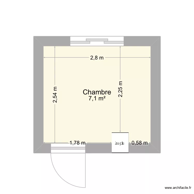 Plan chambre fille. Plan de 1  et 7 m²