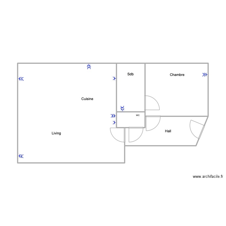 ilot st michel. Plan de 5 pièces et 54 m2