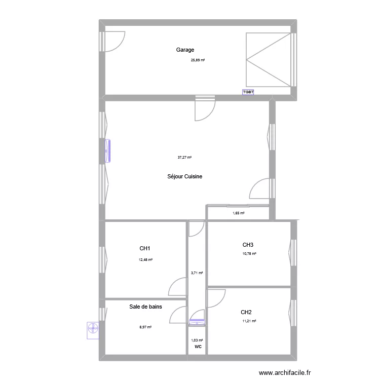 Amelineau. Plan de 9 Pièces et 113 m²