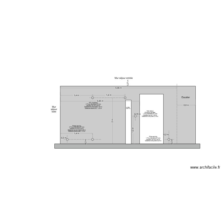 Mur séjour entrée. Plan de 0 pièce et 0 m2