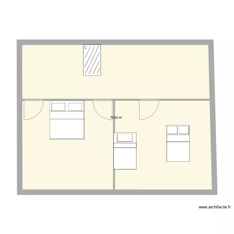 1er &eacute;tage. Plan de 3  et 71 m²