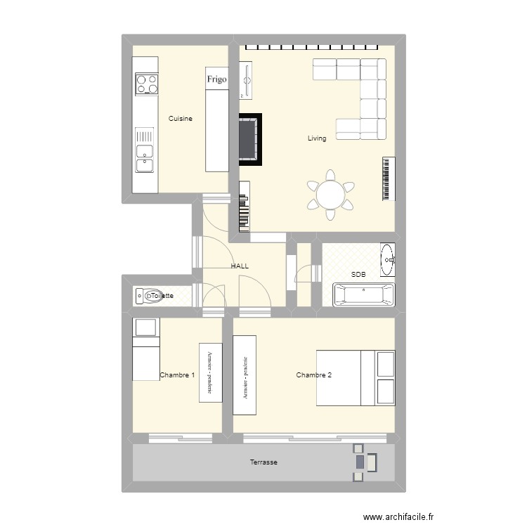 Thomas Frissen. Plan de 9 pièces et 61 m2