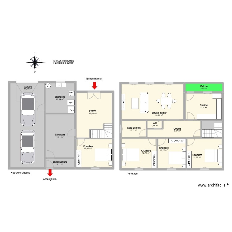 THOMAS Lydie. Plan de 17 pièces et 194 m2