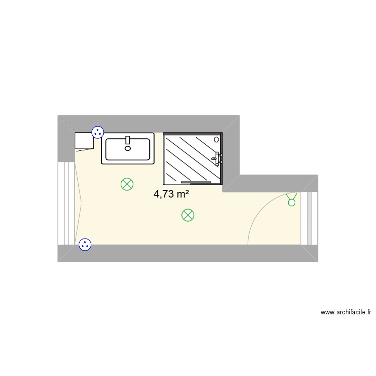 Sdb. Plan de 1 pièce et 5 m2