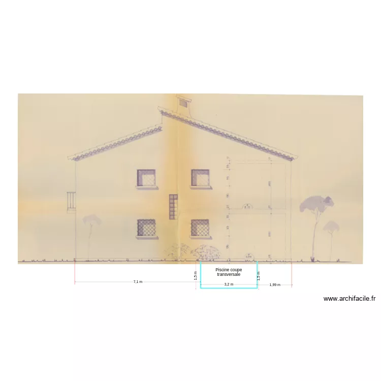 Plan de coupe transversale PISCINE. Plan de 