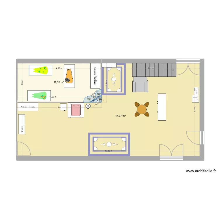 salle de travail Gwen. Plan de 3 et 59 m² salle de travail Gwen. Plan de 3 et 59 m²