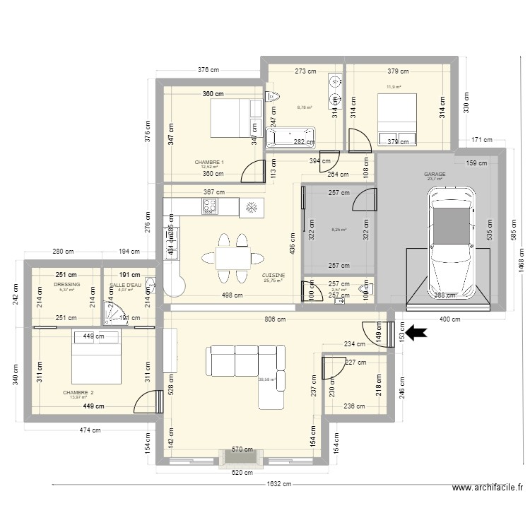 projet modifié  + cotation construction MEGANE et  ALEX. Plan de 0 pièce et 0 m2