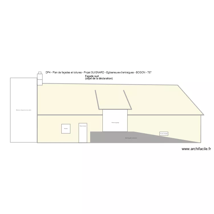 Bogon2 plan de facades et toit (sud). Plan de 