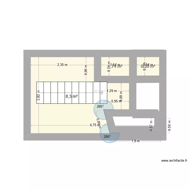 &eacute;tage. Plan de 3  et 10 m²