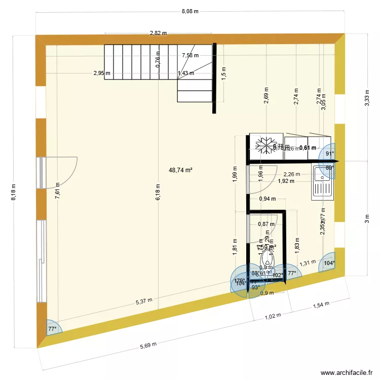 plan tom rdc 3. Plan de 2  et 50 m²