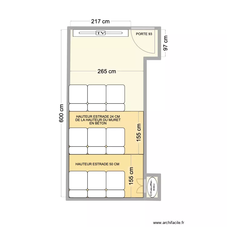 SALLE TV. Plan de 2 Pièces et 17 m² SALLE TV. Plan de 2 Pièces et 17 m²