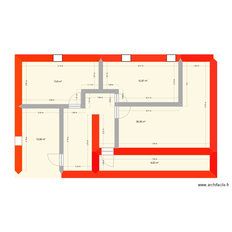 plan etage cesny. Plan de 5 pièces et 82 m2