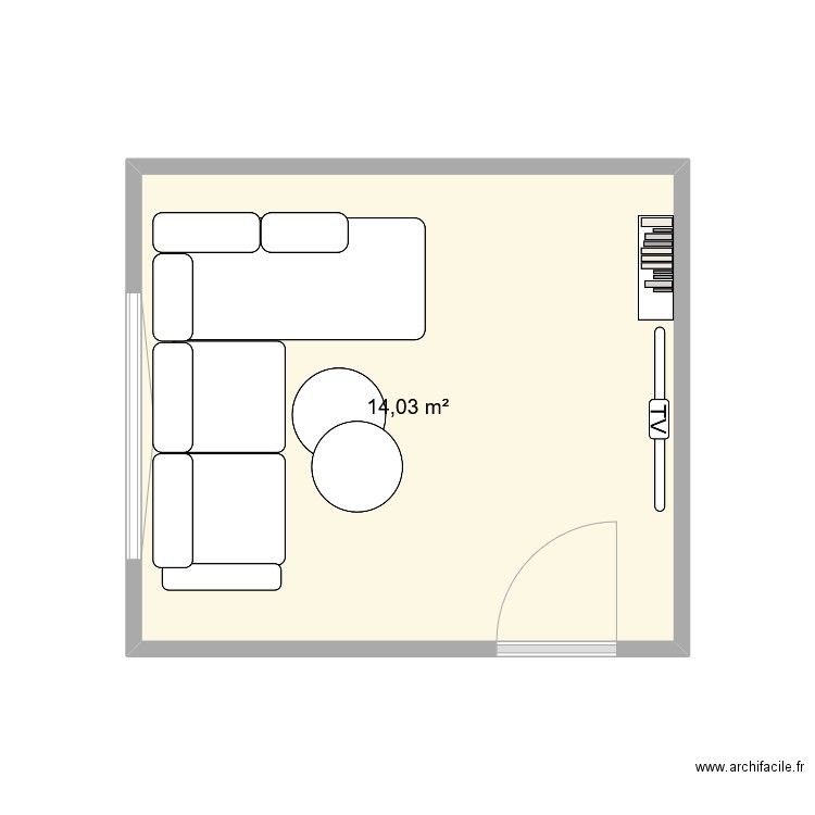 Irena. Plan de 1 pièce et 14 m2
