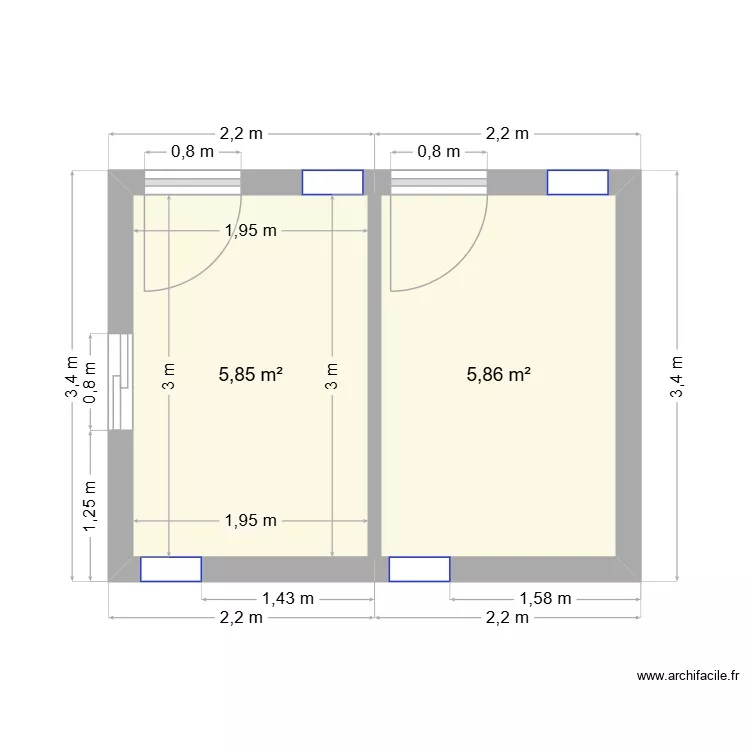 xyz. Plan de 2  et 12 m²