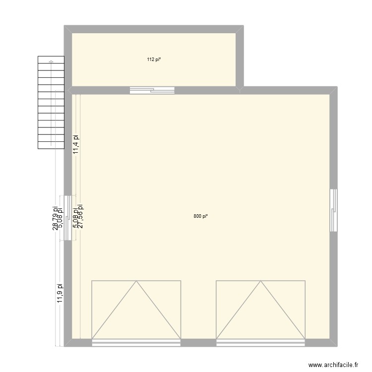 Garage st luc. Plan de 2 pièces et 85 m2