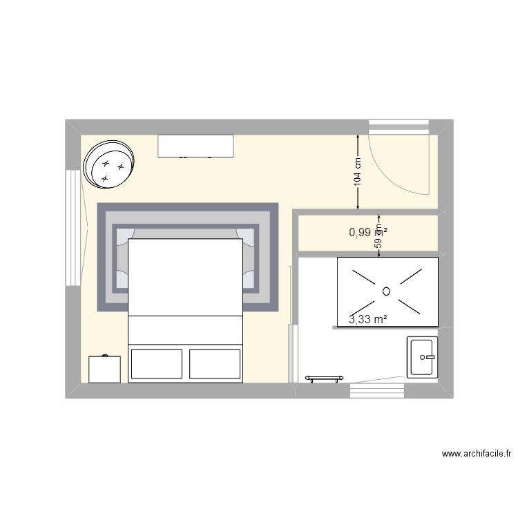 chambre lagord . Plan de 3 pièces et 16 m2