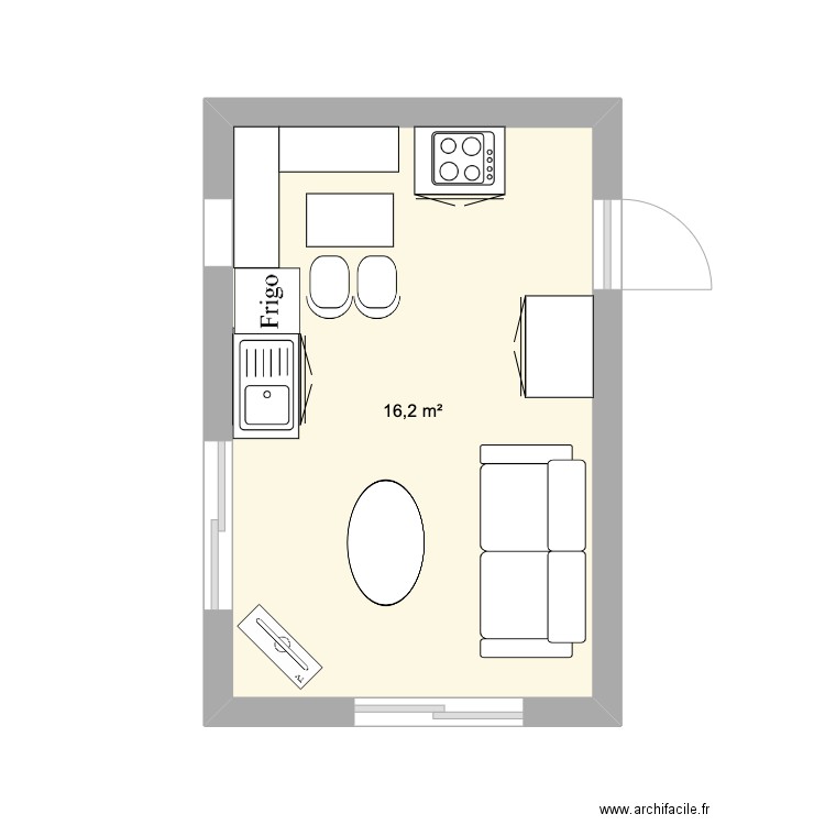 St Gervais V2. Plan de 1 pièce et 16 m2