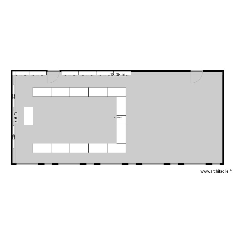 Dentozo. Plan de 1 pièce et 143 m2