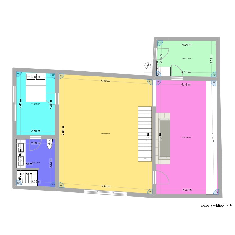 gilbert monjou. Plan de 5 pièces et 115 m2
