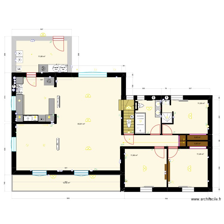 Elec Maison sans chemin. Plan de 16 pièces et 189 m2