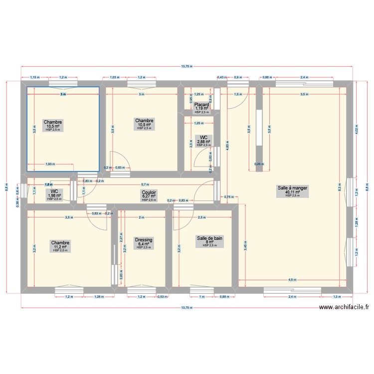 Location 2. Plan de 10 pièces et 99 m2