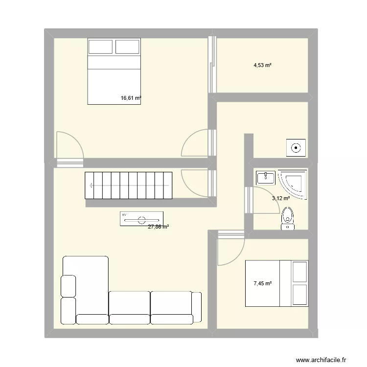 sous sol. Plan de 5  et 60 m²