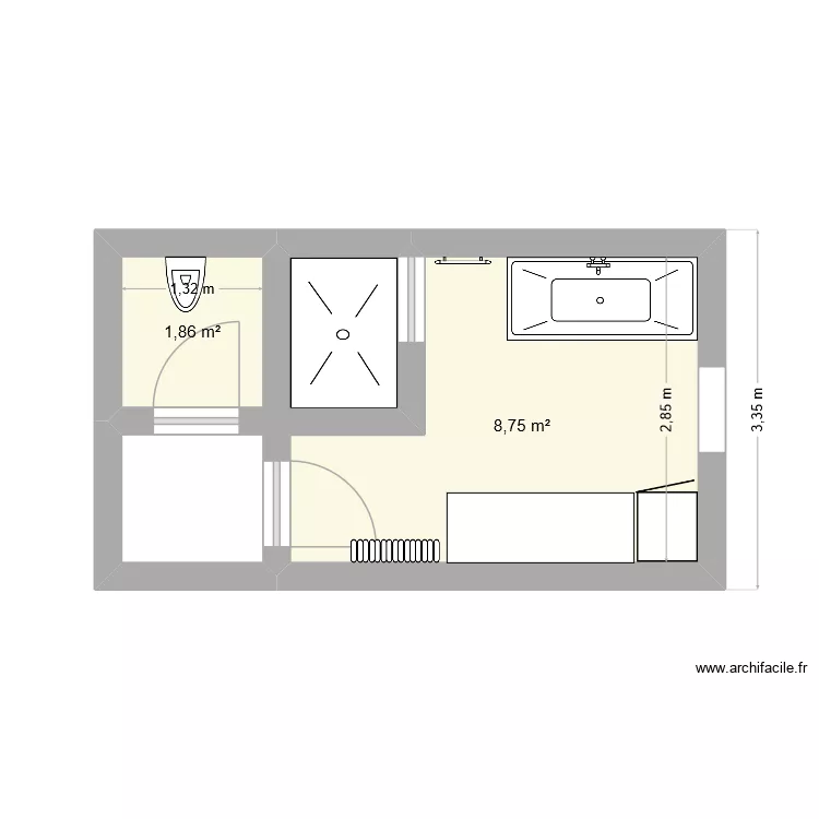 salle de bain. Plan de 