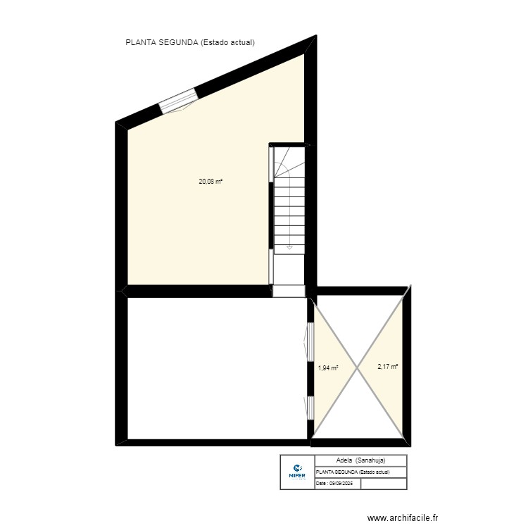 ADELA  (PLANTA SEGUNDA )  Estado actual SANAHUJA. Plan de 3 pièces et 24 m2
