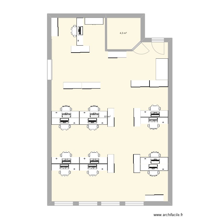 OPL. Plan de 2 pièces et 85 m2