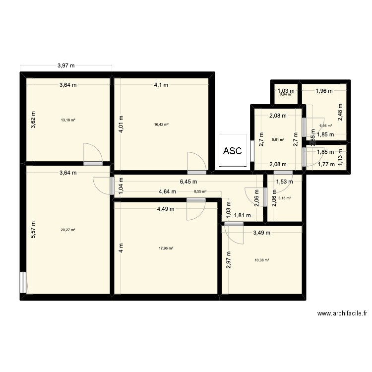 Local Merignac. Plan de 10 pièces et 103 m2