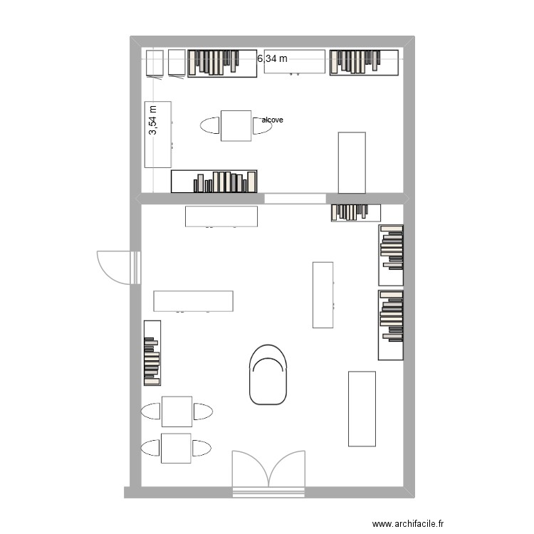 boutique 1. Plan de 1 pièce et 22 m2