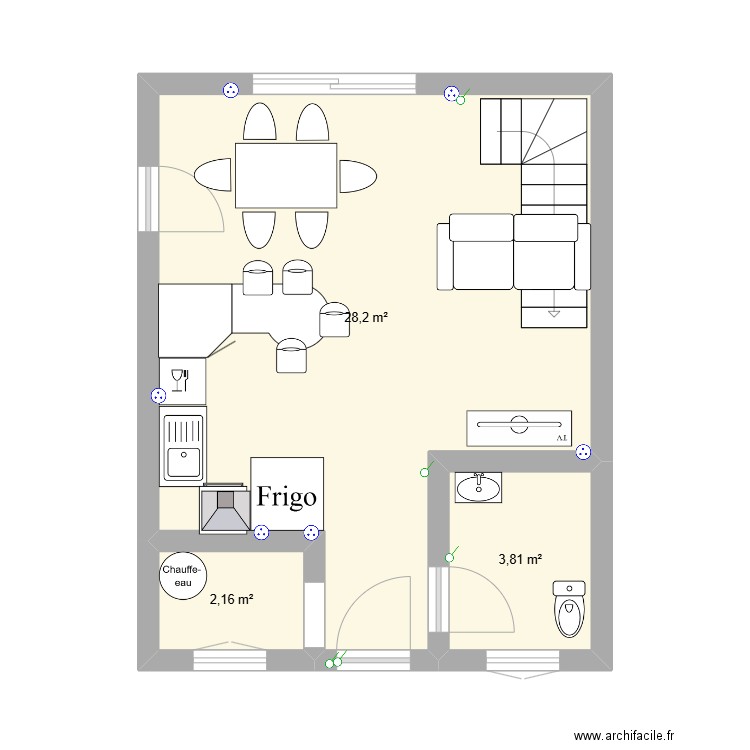 6carnot. Plan de 3 pièces et 34 m2
