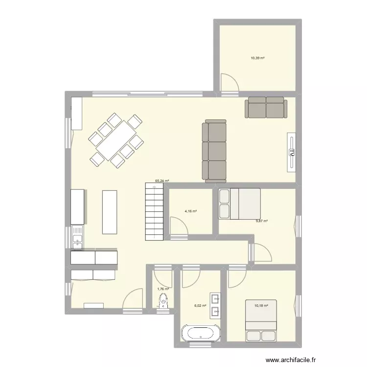 Maison id&eacute;ale. Plan de 7 Pièces et 108 m²