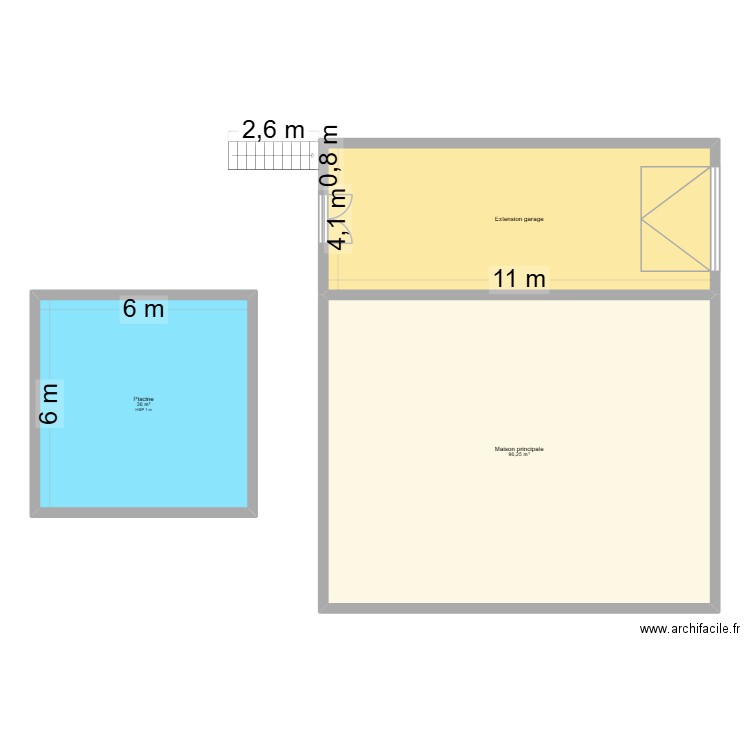 Extension garage. Plan de 3 pièces et 177 m2
