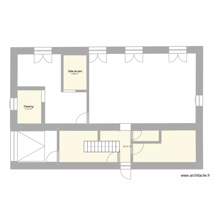 masse 1. Plan de 3 pièces et 32 m²