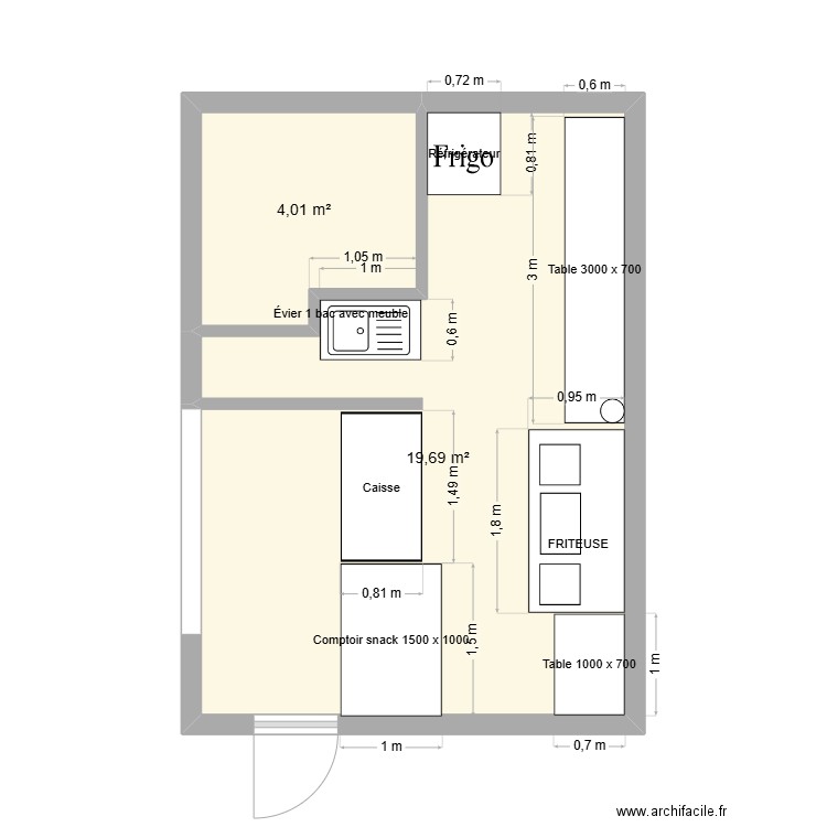 Ramollies. Plan de 2 pièces et 24 m2