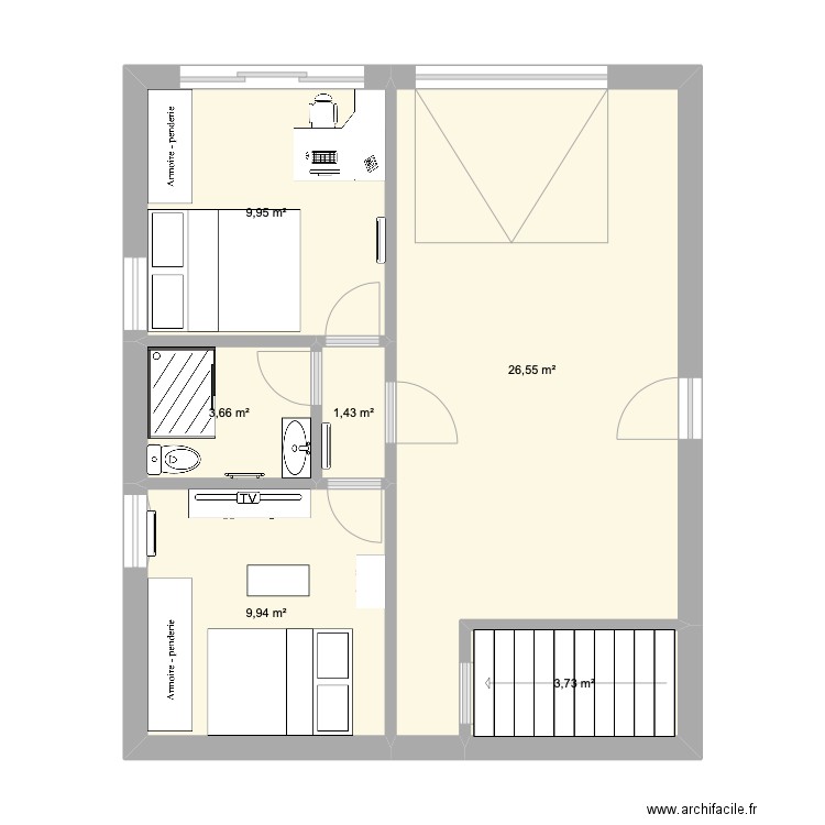 Garage. Plan de 6 pièces et 55 m2