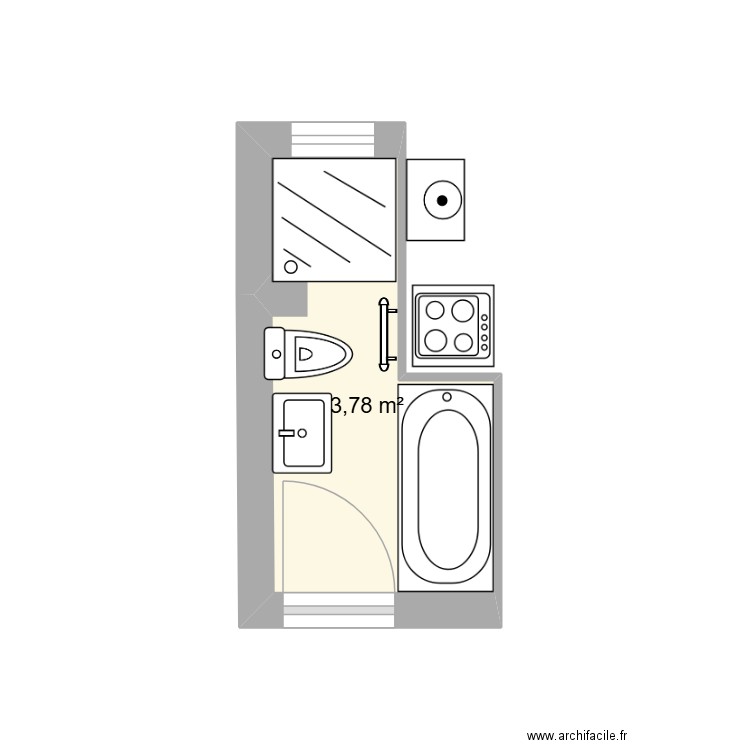 plan. Plan de 1 pièce et 4 m2