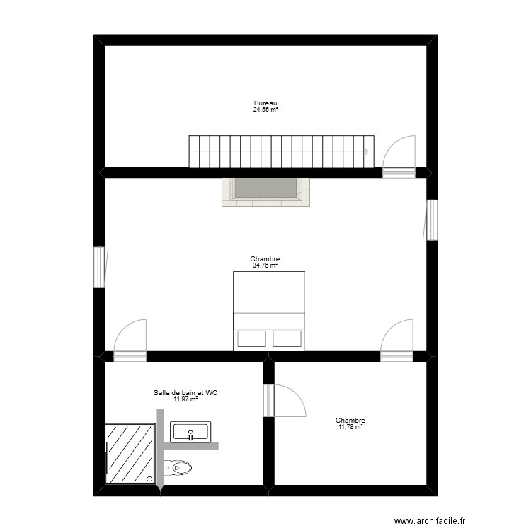 PIEDNOIR 2. Plan de 4 pièces et 83 m2