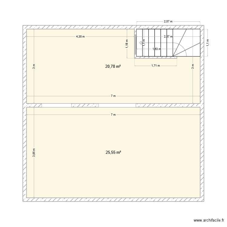 Fenain_Cave. Plan de 2 pièces et 46 m2