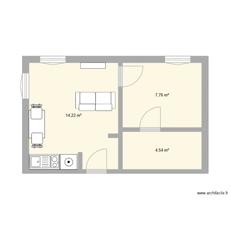 Appart Chris. Plan de 3 pièces et 27 m2